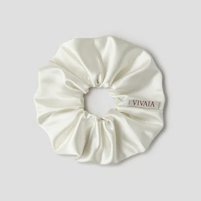 Vivaia Satin Hair Scrunchie|light Gold| In White