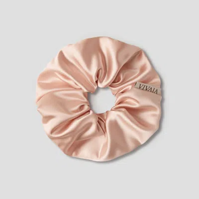 Vivaia Satin Hair Scrunchie|peach Blush| In Brown