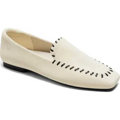 Vivaia Siena Velvet Whipstitched Loafers In White