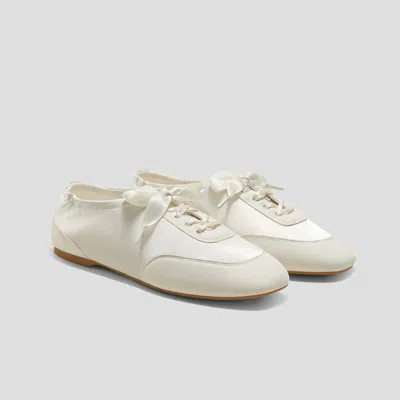 Vivaia Square-toe Lace-up Satin Sneakerina (cristina)|light Gold|uk 8.5 In White
