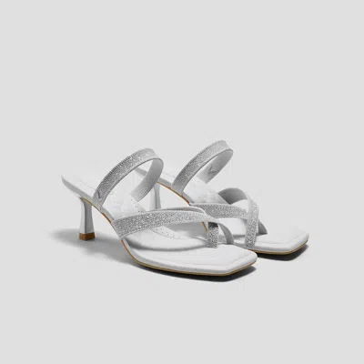 Vivaia Square-toe Mid Heel Strappy Sandals (alina) In Silver