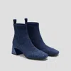 Vivaia Square-toe Perforated Heeled Boots (melissa) In Blue