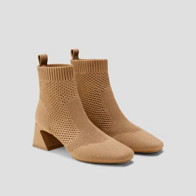 Vivaia Square-toe Perforated Heeled Boots In Brown