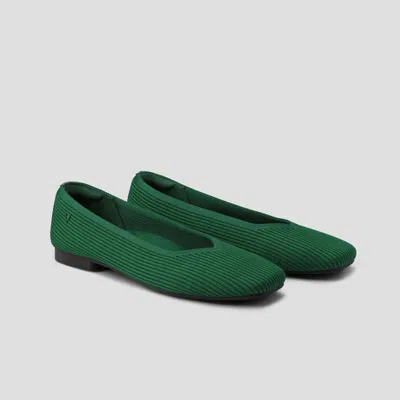 Vivaia Square-toe V-cut Flats (margot 2.0) In Green