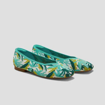 Vivaia Square-toe V-cut Flats (margot 2.0) In Green