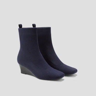 Vivaia Margot Wedge Bootie Square-toe Water-repellent Boots In Blue