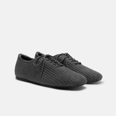 Vivaia Square-toe Derby Flats (cheslea)|rich Grey Wool|uk 2.5 In Gray