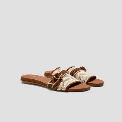 Vivaia Square-toe Flat Sandals (delia)|cream Ivory & Dark Caramel Basket|us 11 In Brown