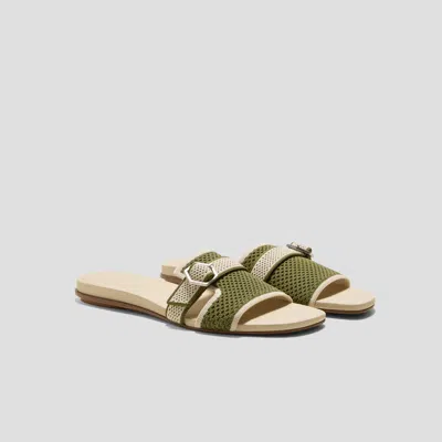 Vivaia Square-toe Flat Sandals (delia)|olive Drab Basket|us 9.5 In Green
