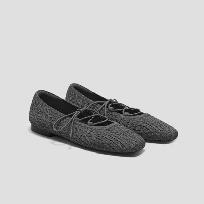 Vivaia Square-toe Lace Up Mary-jane (miley)|rich Grey Cable Knit|uk 6