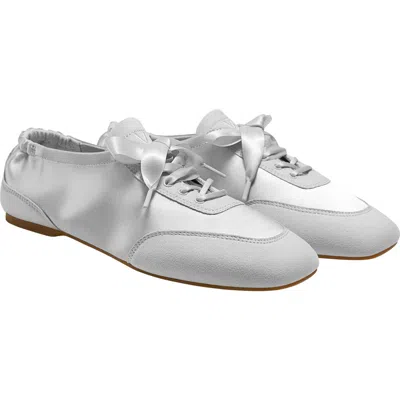 Vivaia Square-toe Lace-up Satin Sneakerina In Gray