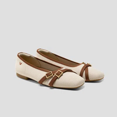 Vivaia Square-toe Margot Crisscross Flats (marah)|cream Ivory & Dark Caramel|us 11 In Multi