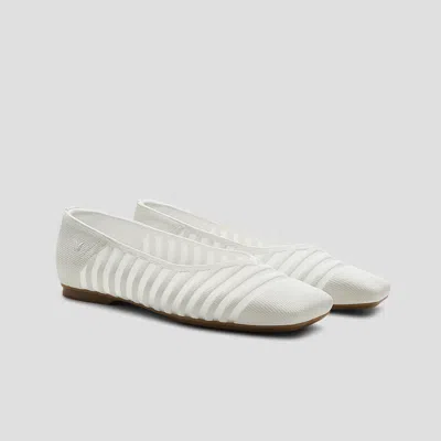 Vivaia Square-toe Margot Flats 3.0 (miriam)|white Sheer Stripe|us 5