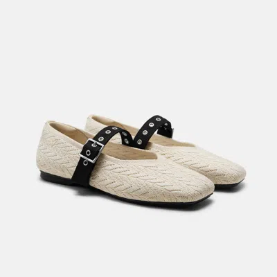Vivaia Square-toe Margot Mary Jane (myriel)|cream Ivory & Black|uk 2.5