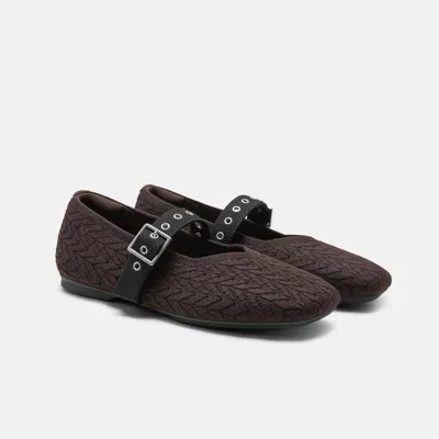 Vivaia Square-toe Margot Mary Jane (myriel)|dark Chocolate & Black|uk 2.5