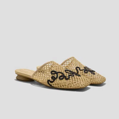 Vivaia Square-toe Mesh Sandals (maura)|natural - Black|uk 7 In Neutral
