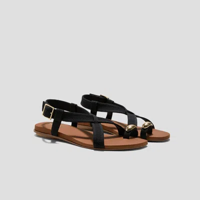 Vivaia Square-toe Slingback Toe Ring Sandals (derorice)|black Antique Weave|us 11