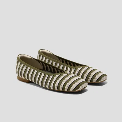 Vivaia Square-toe V-cut Flats (margot™ 2.0)|pale Apricot & Olive Interlocking|us 11 In Multi