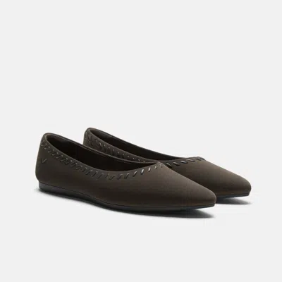 Vivaia Velvet Whipstitched Ballet Flats (alasia)|amber Brown & Black|us 5 In Green