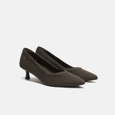 Vivaia Velvet Whipstitched Kitten Heels (scarlett)|amber Brown & Black|eu 35