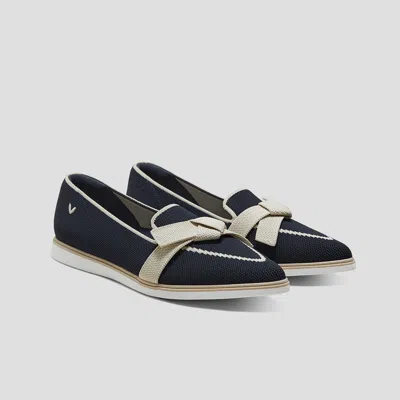 VIVAIA WATER-REPELLENT POINTED-TOE BOW LOAFERS (VALENTINA）|NAVY IVORY|EU 43