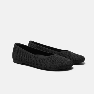 Vivaia Wide Toe Knit Box Flats (tia)|black|us 5