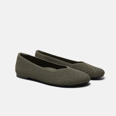 Vivaia Wide Toe Knit Box Flats (tia)|burnt Olive|us 5 In Green