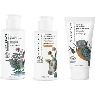 Vivaiodays Travel Set 3-step Ritual Bundle Cleanse, Hydrate, Soothe In White