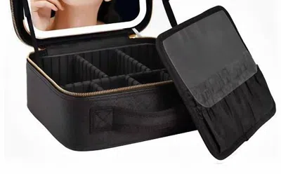 Vivalui Makeup Bag With Led Mirror Cosmetic Travel Case In Black