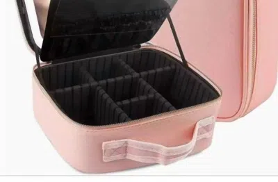 Vivalui Makeup Bag With Led Mirror Cosmetic Travel Case In Pink