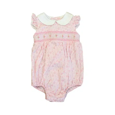 Pre-owned Vive La Fete Kids' Girls Pink Floral Romper In Multi