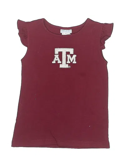 Pre-owned Vive La Fete Kids' Short Sleeve Top Burgundy Crew Neck Tops