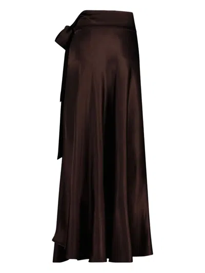 Viveh Hazel Satin Wrap Skirt-dress In Brown
