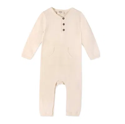 Viverano Organics Kid's Milan Pastel Kangaroo Pocket Jumpsuit In Cream In Pink