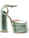 Vivetta Metallic-finish Leather Sandals In Grün