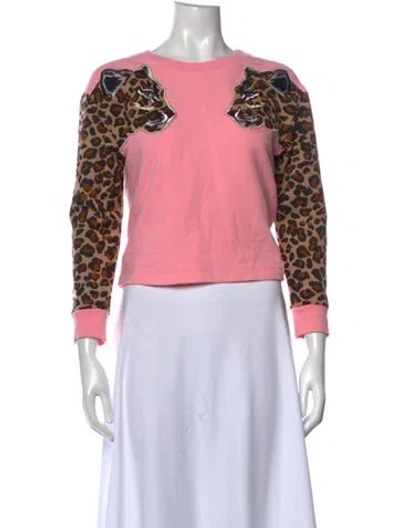 Pre-owned Vivetta Animal Print Crew Neck Sweater In Pink