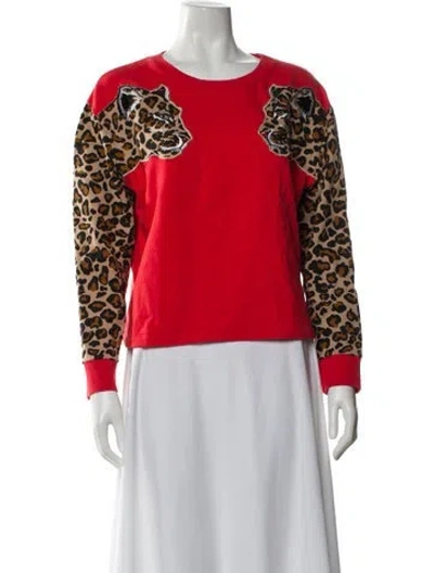 Pre-owned Vivetta Animal Print Crew Neck Top In Red