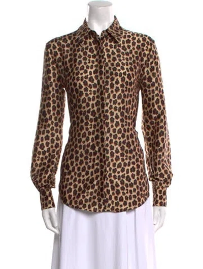 Pre-owned Vivetta Animal Print Long Sleeve Button-up Top W/ Tags In Neutral