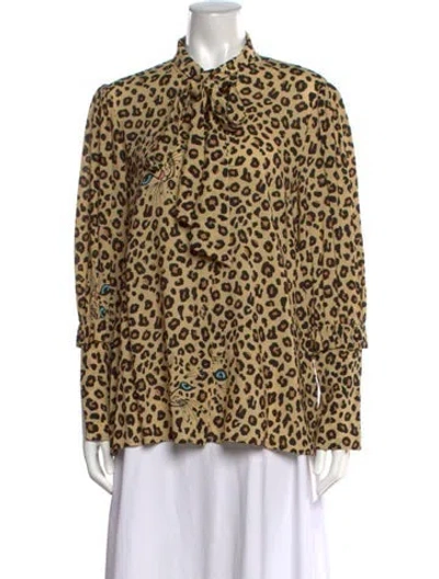Pre-owned Vivetta Animal Print Three-quarter Sleeve Blouse In Multicolor