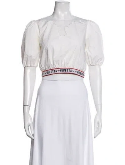 Pre-owned Vivetta Asymmetrical Short Sleeve Crop Top In White