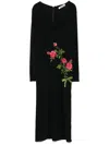 Vivetta Floral Embroidered Long-sleeved Midi Dress In Black