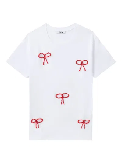 Vivetta Bow-embellished T-shirt In 白色