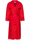 Vivetta Broderie-anglaise Trench Coat In Red