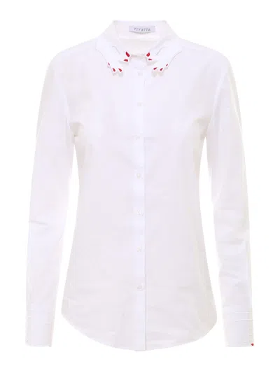 Vivetta Camicia Con Ricamo Collo, Mani E Polsi In White