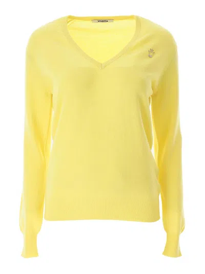 Vivetta Cashmere V Neck In Yellow