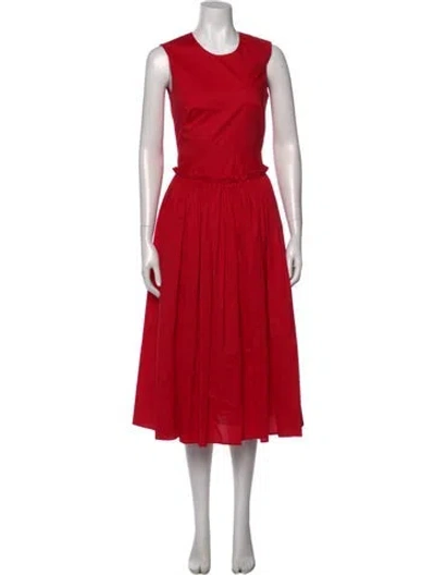 Pre-owned Vivetta Crew Neck Midi Length Dress In Red