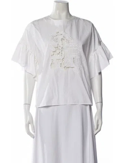 Pre-owned Vivetta Crew Neck Short Sleeve Blouse In White