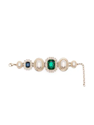 Vivetta Crystal-embellished Bracelet In Gold/green