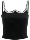 Vivetta Crystal-embellished Cropped Tank Top In Black