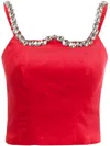 Vivetta Crystal-embellished Cropped Tank Top In Red